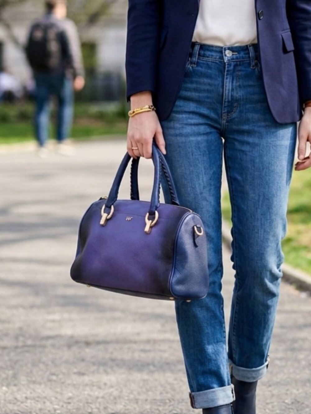Diane Von Furstenberg Sutra Small Leather Duffel in Iris / Dark Night Ombre